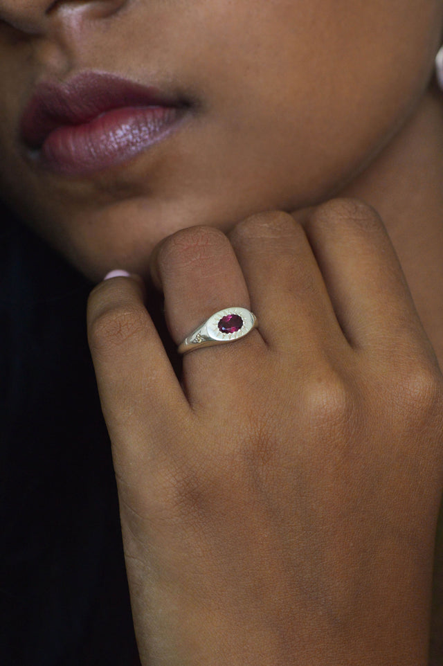 Penny Rhodolite Garnet Silver Ring 728-9