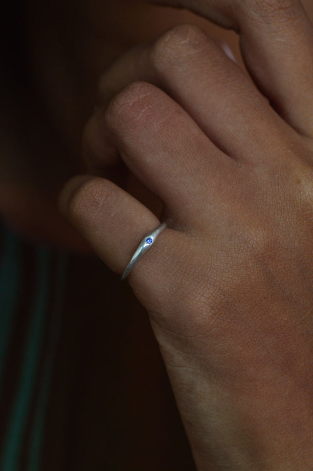 Siyum Blue Sapphire Silver Ring