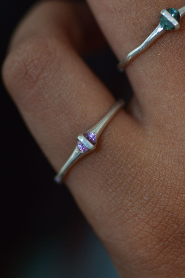 Capsule Pink Sapphire Silver Ring