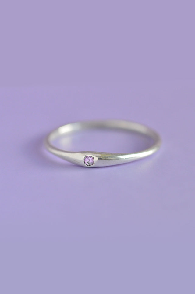 Siyum Pink Sapphire Silver Ring