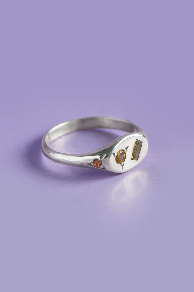 Pickles Yellow Sapphire & Orange Sapphire Mini Silver Signet 878-04