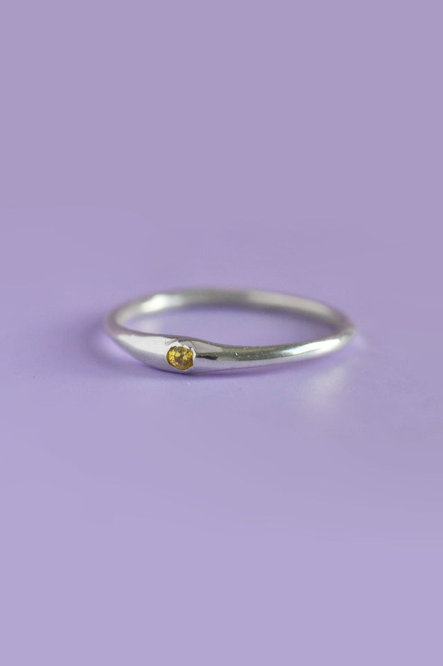 Siyum Yellow Sapphire Silver Ring