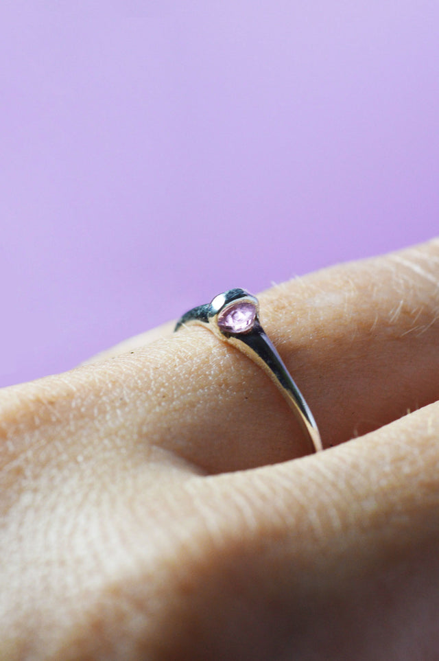 Capsule Pink Sapphire Silver Ring