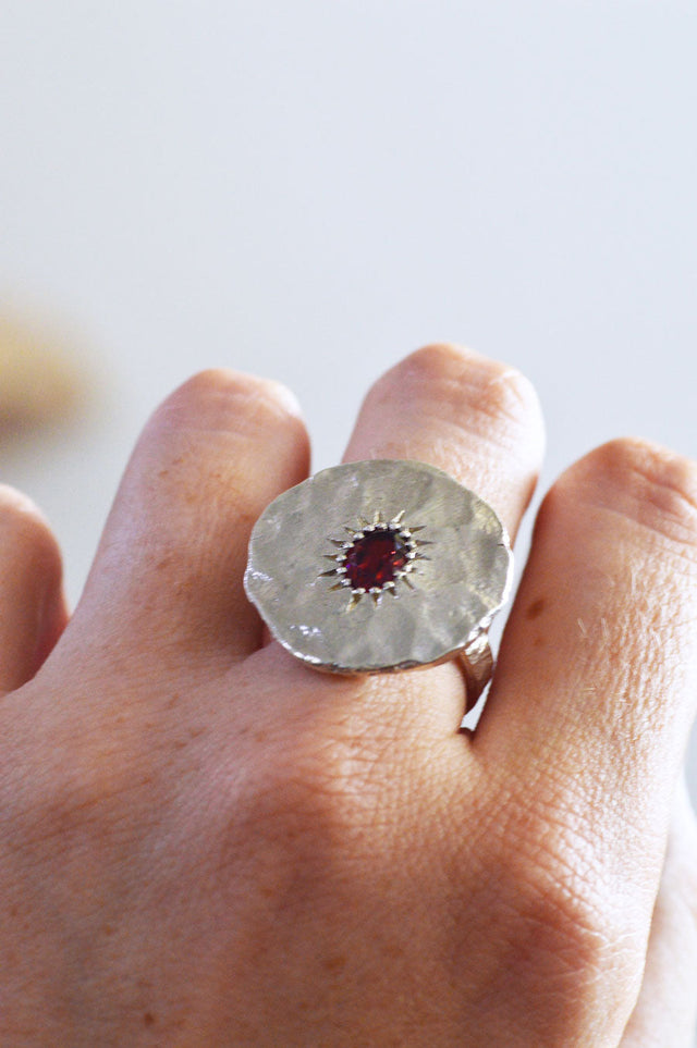 Ira Garnet Silver Ring